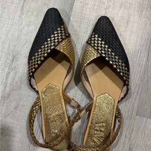Zara-Elegant Black and Gold Women's Shoes-size 40